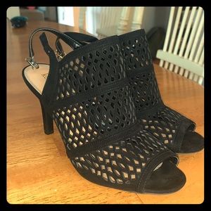 Kelly & Katie black micro suede heels